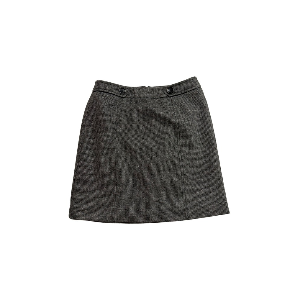 Dark Academia Preppy Loft Petites Gray Wool Blend Tweed Mini Skirt